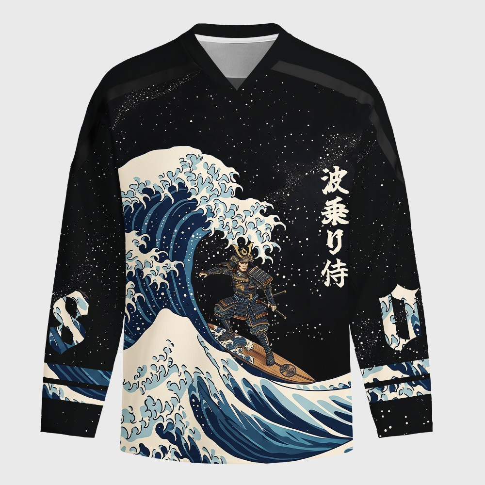 Tokyo-Tiger Samurai Wave Long-Sleeve Hockey Jersey