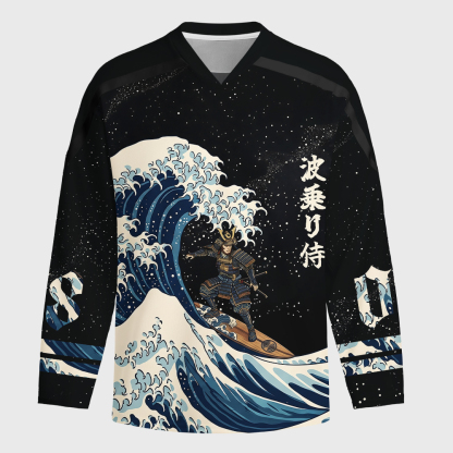 Tokyo-Tiger Samurai Wave Long-Sleeve Hockey Jersey
