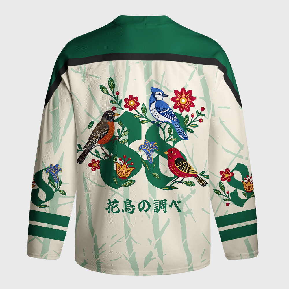 Tokyo-Tiger Floral Birdsong Long-Sleeve Hockey Jersey