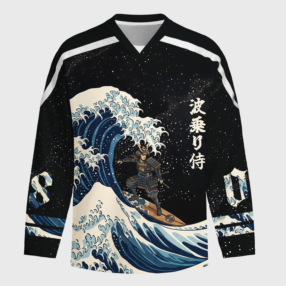 Tokyo-Tiger Samurai Wave Long-Sleeve Hockey Jersey Sale