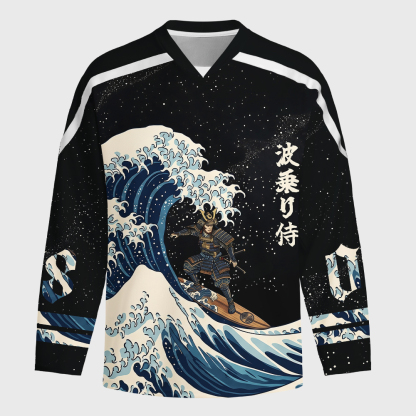 Tokyo-Tiger Samurai Wave Long-Sleeve Hockey Jersey