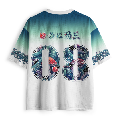 Tokyo-Tiger Octopus Covered In Mushrooms Mesh Jersey