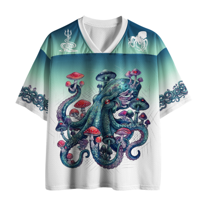 Tokyo-Tiger Octopus Covered In Mushrooms Mesh Jersey