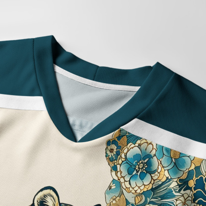 Tokyo-Tiger Cloud‑Resting Floral Long-Sleeve Hockey Jersey