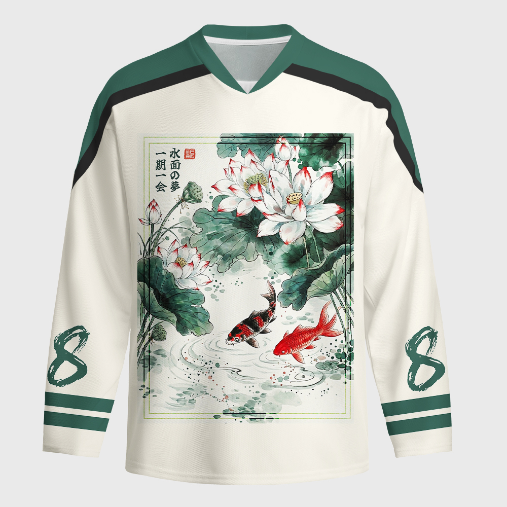Tokyo-Tiger Lotus Lights Koi Dreams Long-Sleeve Hockey Jersey