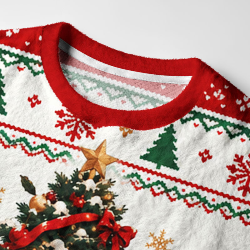 Tokyo-Tiger Skeleton Santa Chill Fuzzy Christmas Ugly Sweatshirt