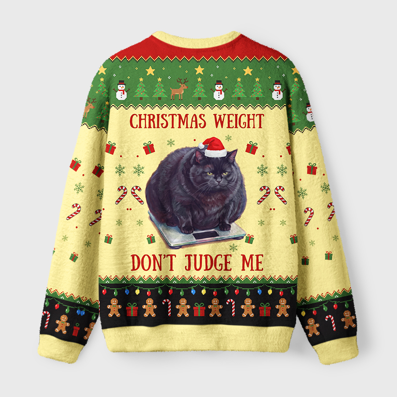 Tokyo-Tiger Christmas Weight Of The Cat Fuzzy Christmas Ugly Sweatshirt