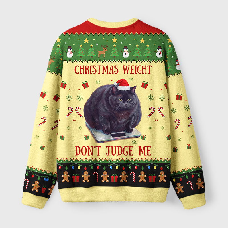 Tokyo-Tiger Christmas Weight Of The Cat Fuzzy Christmas Ugly Sweatshirt