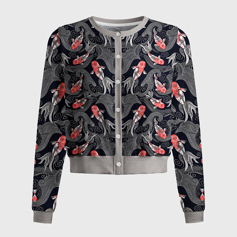 Tokyo-Tiger Koi And Currents Women's Lightweight Cardigan