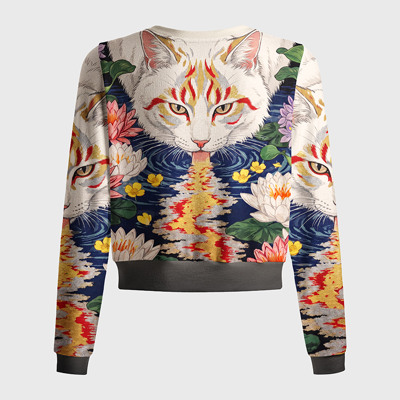 Tokyo-Tiger Lotus Cat Women's Lightweight Cardigan