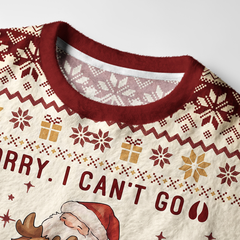 Tokyo-Tiger Cute Santa Hug Reindeer Fuzzy Christmas Ugly Sweatshirt