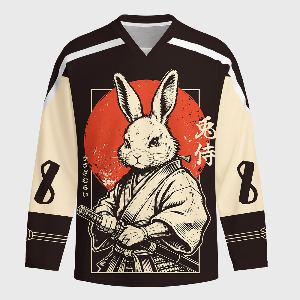 Tokyo-Tiger Rabbit Japanese Samurai Long-Sleeve Hockey Jersey