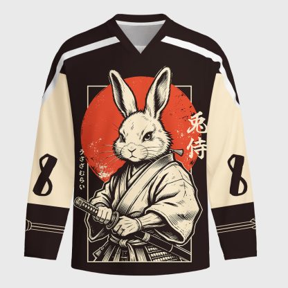 Tokyo-Tiger Rabbit Japanese Samurai Long-Sleeve Hockey Jersey