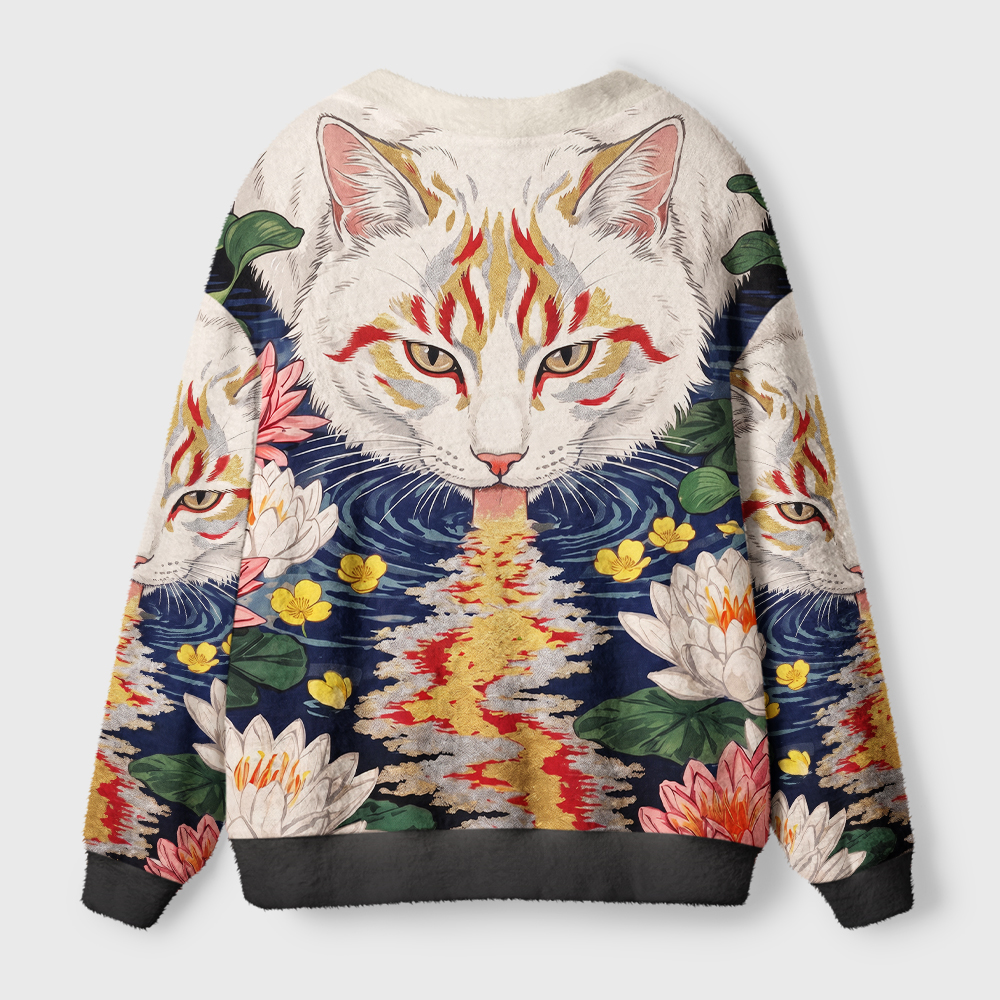 Tokyo-Tiger Lotus Cat Ugly Cardigan Sweater