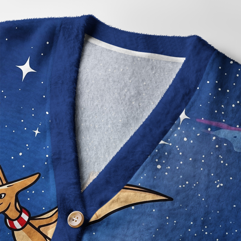 Tokyo-Tiger Cute Dino Christmas Ugly Cardigan Sweater