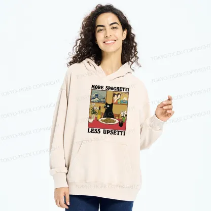 Tokyo-Tiger Cat Eating Pasta Washed Hoodie