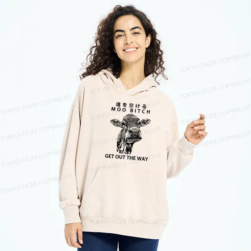 Tokyo-Tiger Funny Cow Washed Hoodie