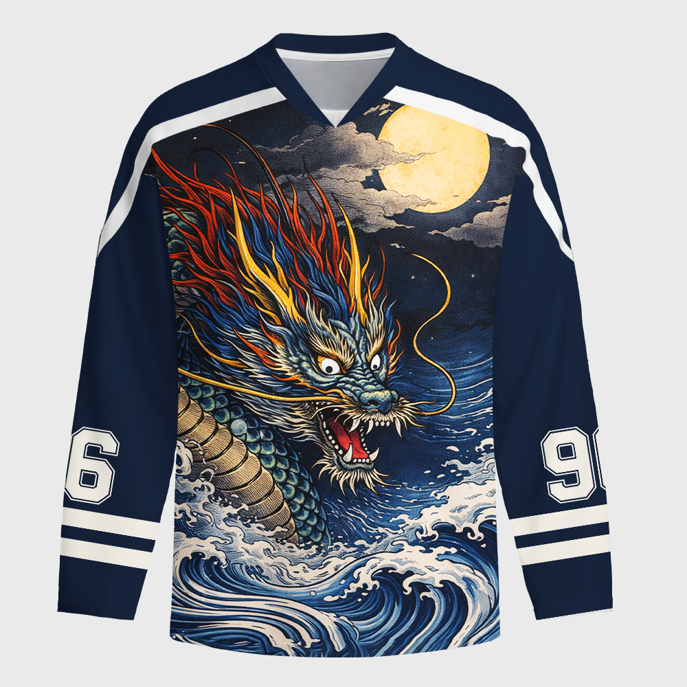 Tokyo-Tiger Storm Dragon Of The Wild Waves Long-Sleeve Hockey Jersey
