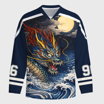 Tokyo-Tiger Storm Dragon Of The Wild Waves Long-Sleeve Hockey Jersey