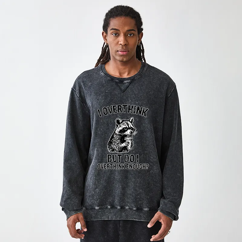Tokyo-Tiger Constant Overthinking Washed Terry Sweatshirt