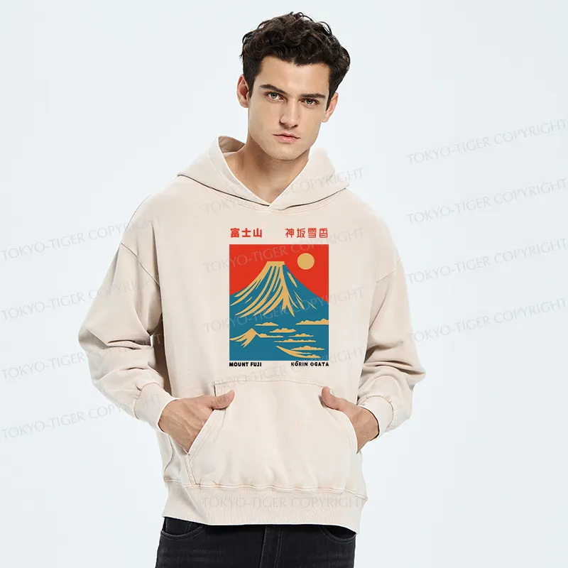 Tokyo-Tiger Mount Fuji Vintage Washed Hoodie