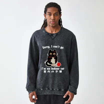 Tokyo-Tiger Indoor Cat Meme Washed Terry Sweatshirt