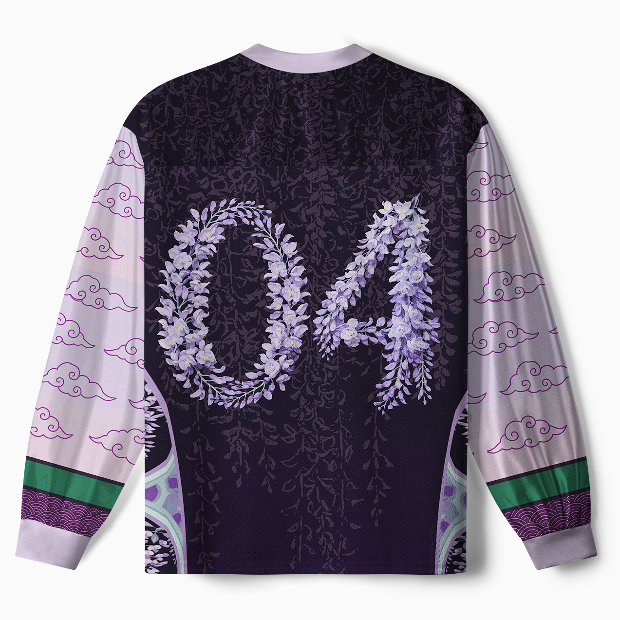 Tokyo-Tiger Wisteria Jpanese Flowers Paneled Long Sleeve Jersey
