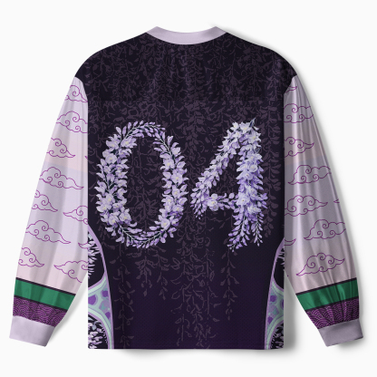 Tokyo-Tiger Wisteria Jpanese Flowers Paneled Long Sleeve Jersey
