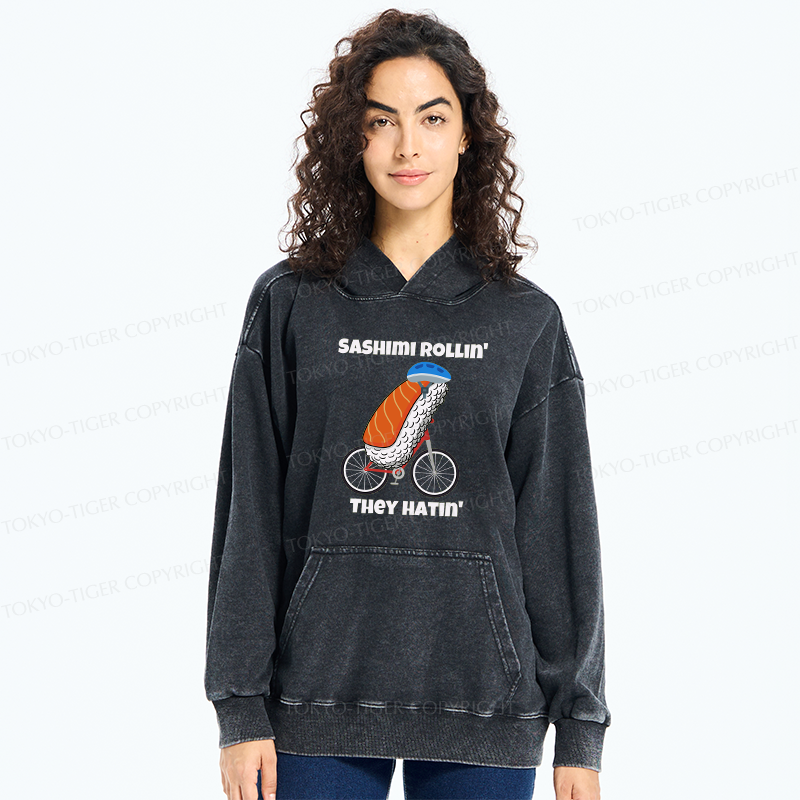 Tokyo-Tiger Sashimi Rollin' They Hatin' Washed Hoodie