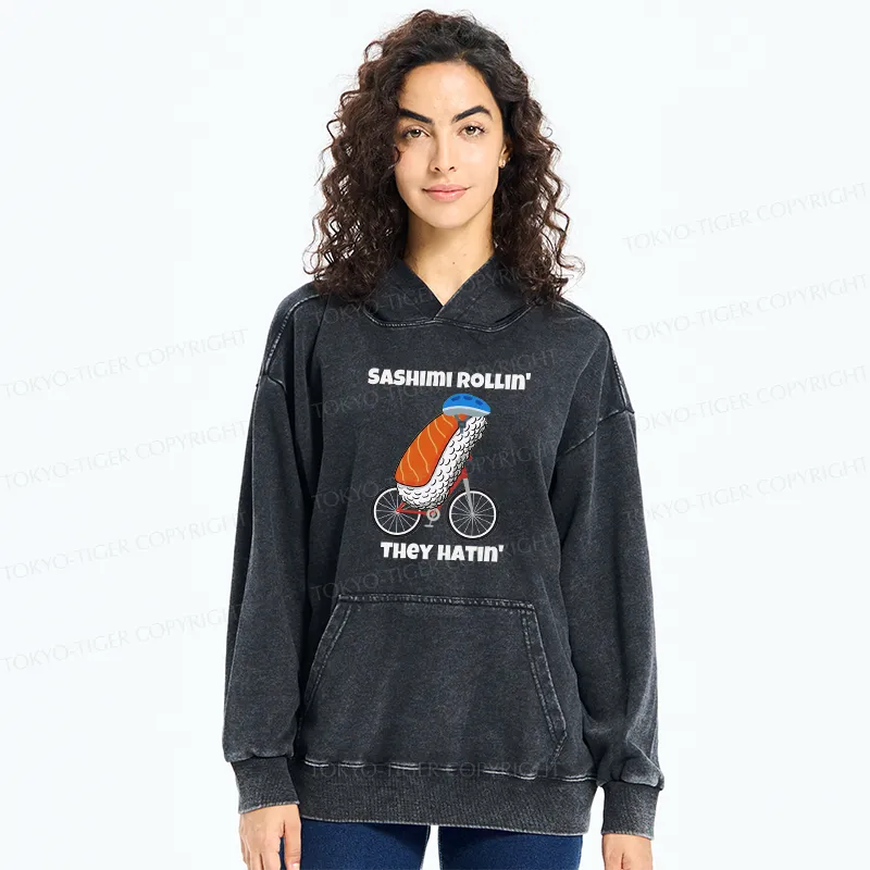 Tokyo-Tiger Sashimi Rollin' They Hatin' Washed Hoodie