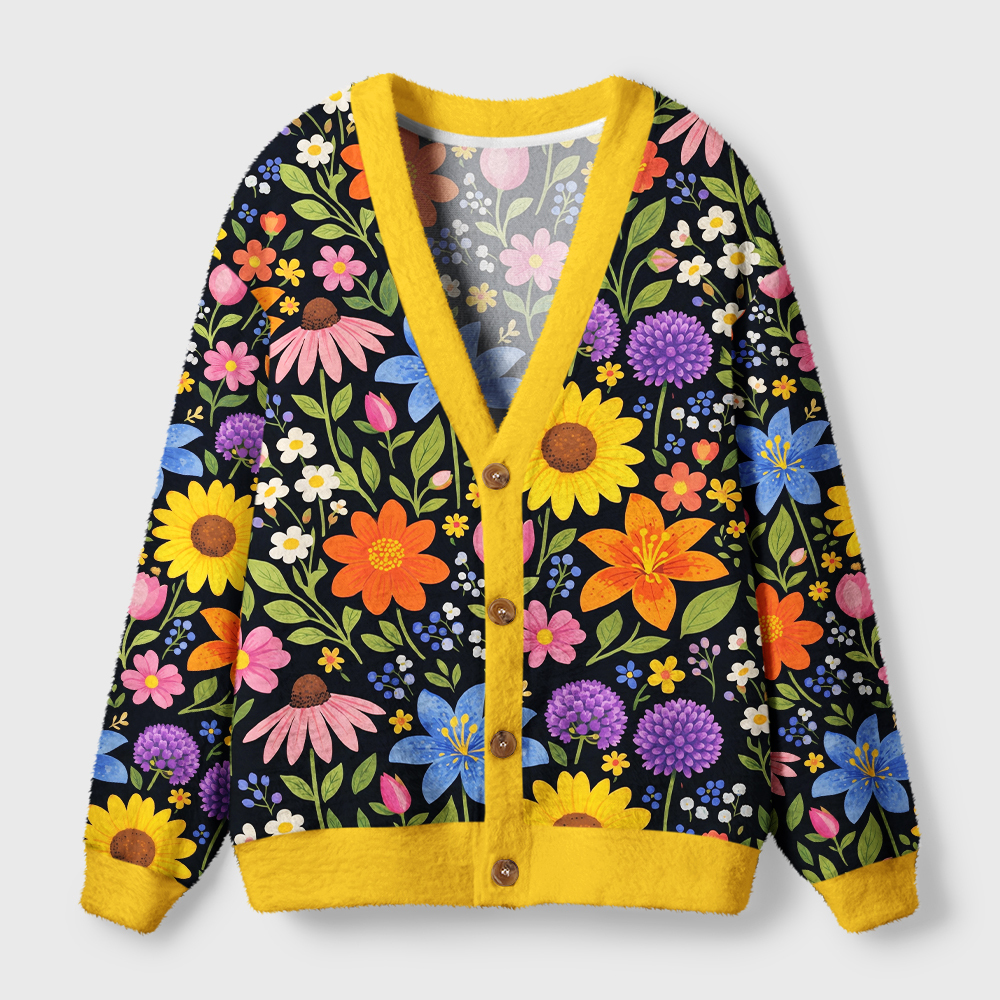 Tokyo-Tiger Let Peace Bloom Ugly Cardigan Sweater