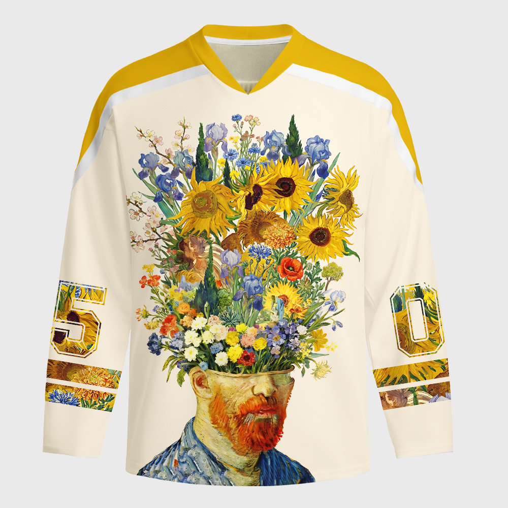 Tokyo-Tiger Floral Van Gogh Long-Sleeve Hockey Jersey