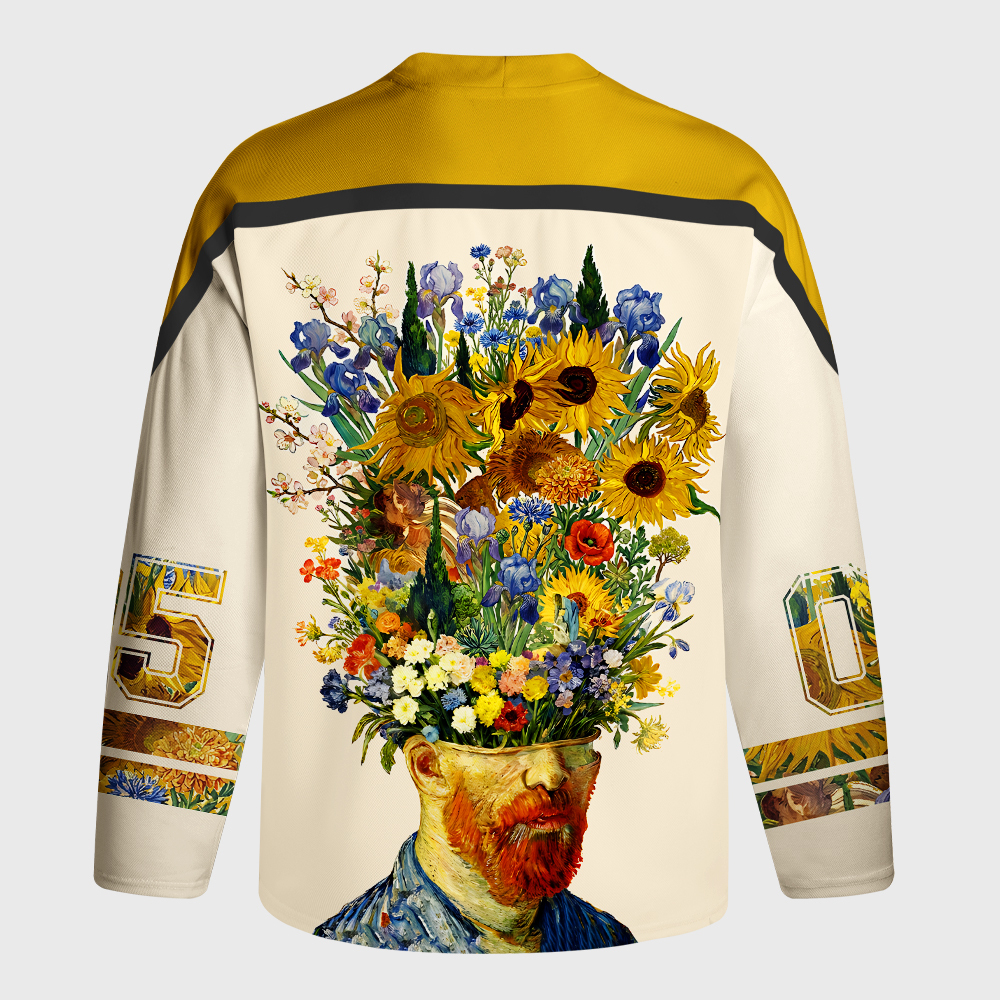 Tokyo-Tiger Floral Van Gogh Long-Sleeve Hockey Jersey