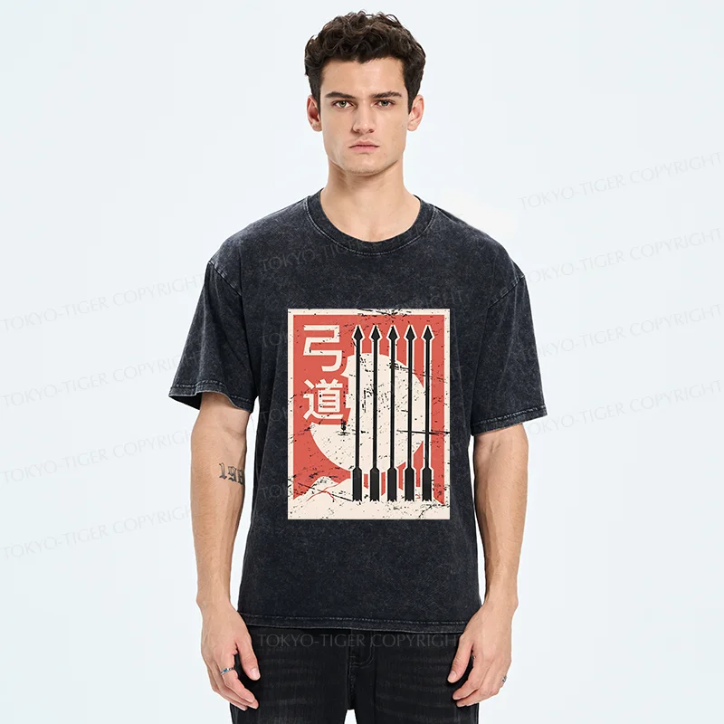 Tokyo-Tiger Retro Japanese Archery Washed T-Shirt