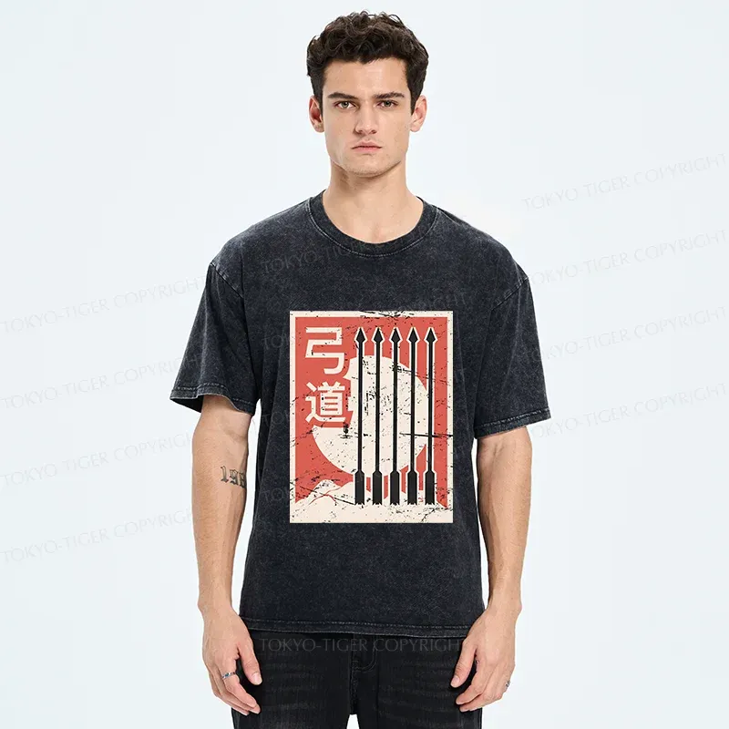 Tokyo-Tiger Retro Japanese Archery Washed T-Shirt