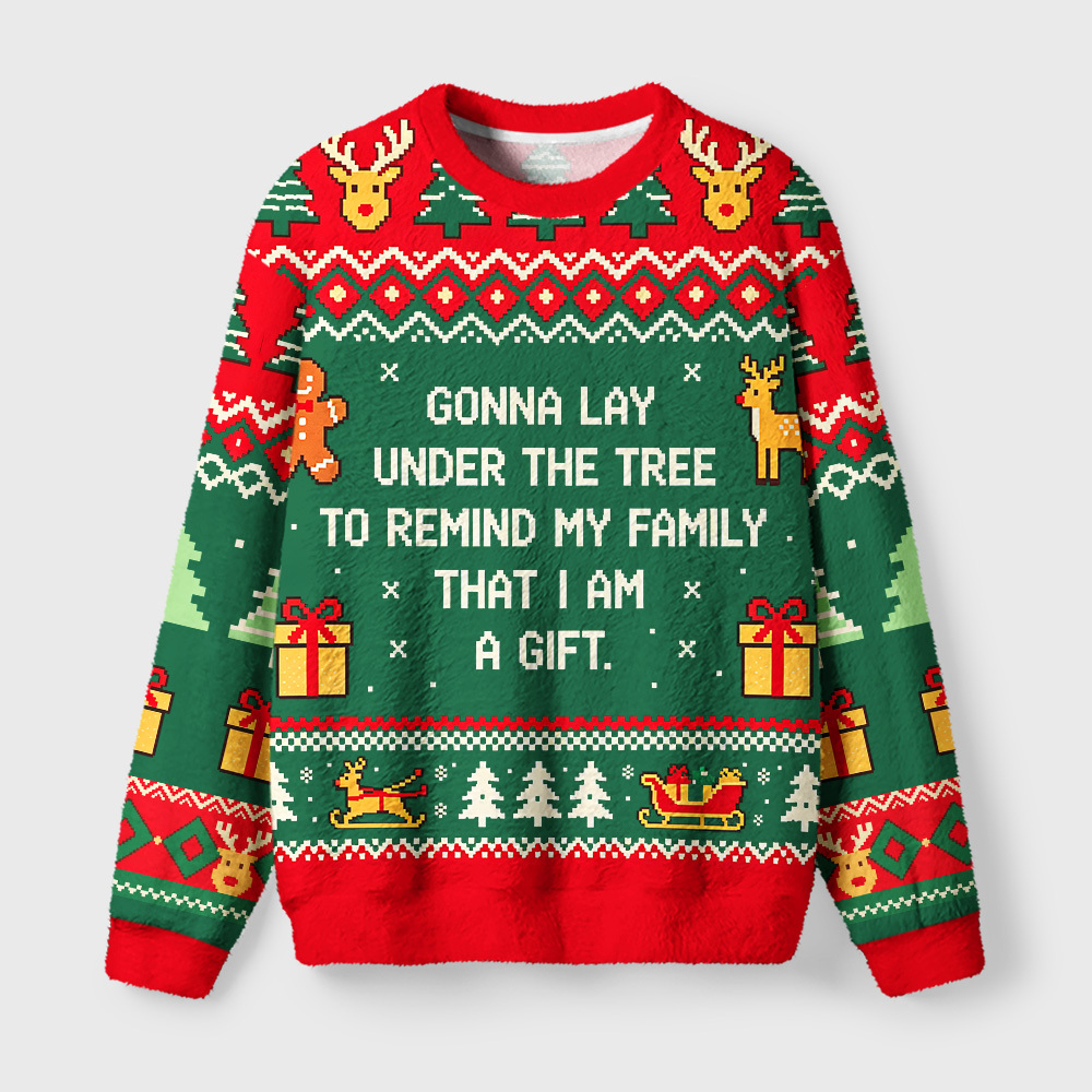 Tokyo-Tiger Gift Beneath The Tree Fuzzy Christmas Ugly Sweatshirt