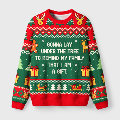 Tokyo-Tiger Gift Beneath The Tree Fuzzy Christmas Ugly Sweatshirt