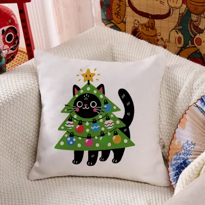 Tokyo-Tiger Christmas Tree Cat Cushion Pillow