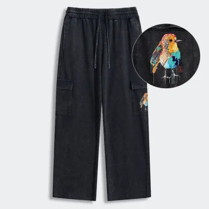Tokyo-Tiger Sparkly Wild Bird Washed Utility Sweatpants