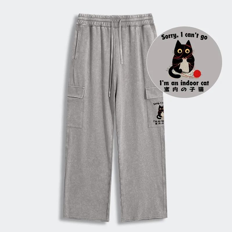 Tokyo-Tiger Indoor Cat Meme Washed Utility Sweatpants