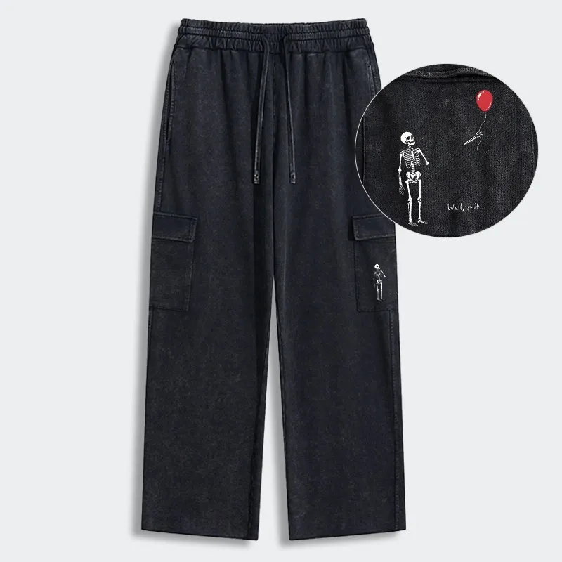 Tokyo-Tiger Skeleton Balloon Meme Washed Utility Sweatpants