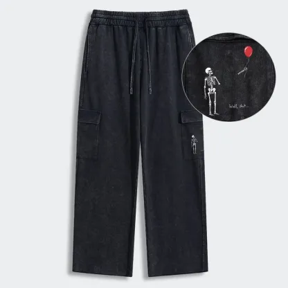 Tokyo-Tiger Skeleton Balloon Meme Washed Utility Sweatpants