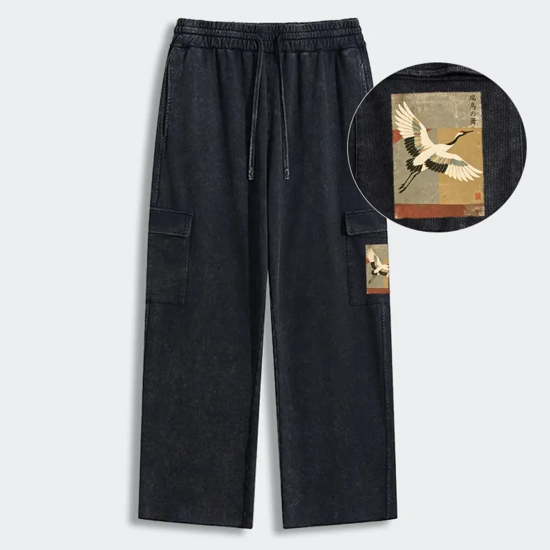 Tokyo-Tiger Crane Spirit Washed Utility Sweatpants