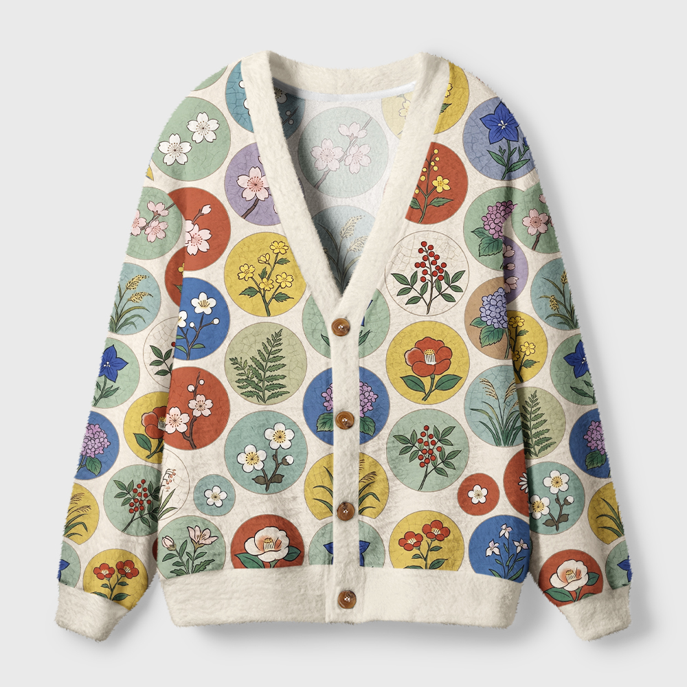 Tokyo-Tiger Circle Botanicals Ugly Cardigan Sweater