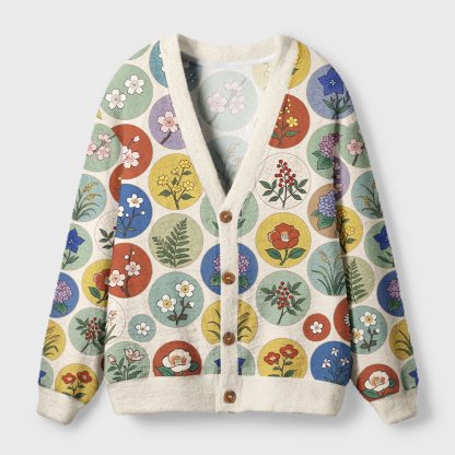 Tokyo-Tiger Circle Botanicals Ugly Cardigan Sweater