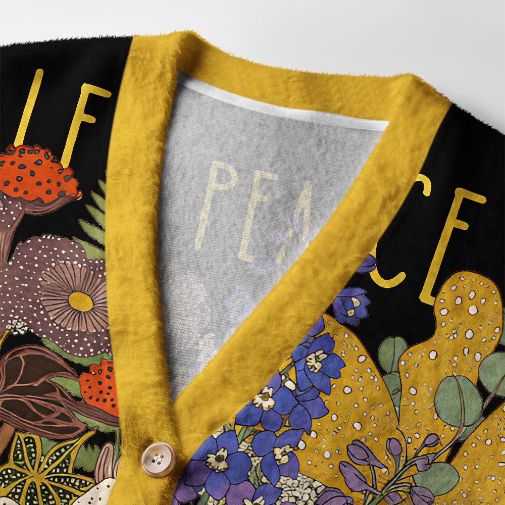 Tokyo-Tiger Peace In Bloom Ugly Cardigan Sweater