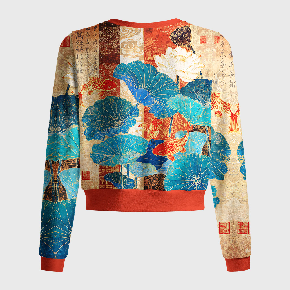 Tokyo-Tiger Koi Among Brocade Lotus Women's Lightweight Cardigan