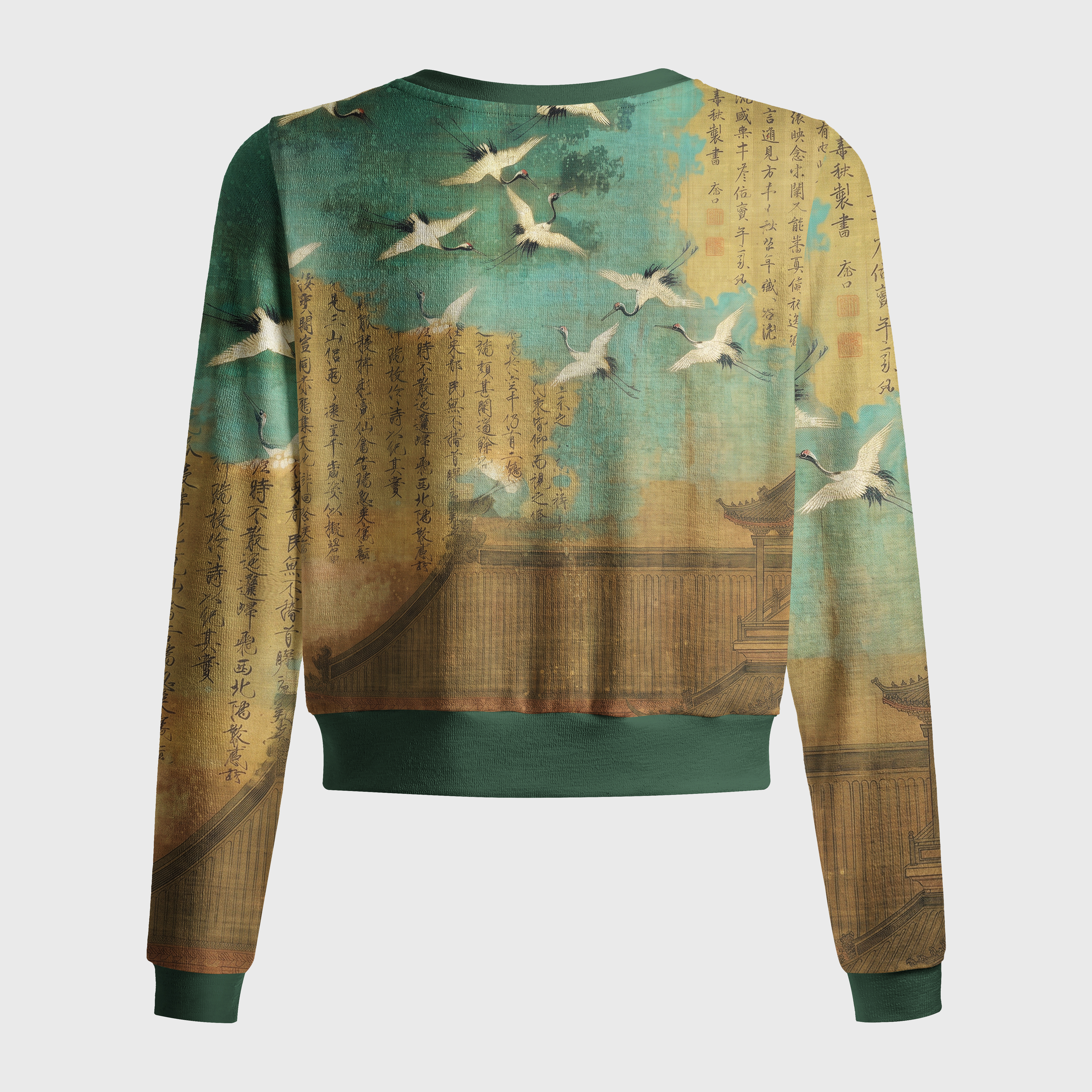 Tokyo-Tiger Vintage Chinese Scroll Crane Art Women's Lightweight Cardigan