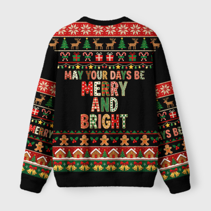 Tokyo-Tiger May Your Days Be Merry And Bright Fuzzy Christmas Ugly Sweatshirt