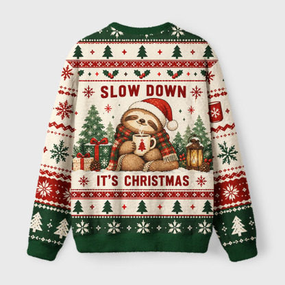 Tokyo-Tiger Cozy Sloth Holiday Fuzzy Christmas Ugly Sweatshirt
